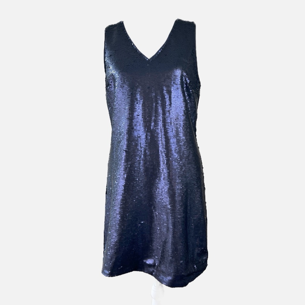 J.CREW Women's Sleeveless Navy Sequin Dress Size 4 Wedding Guest Cocktail Party